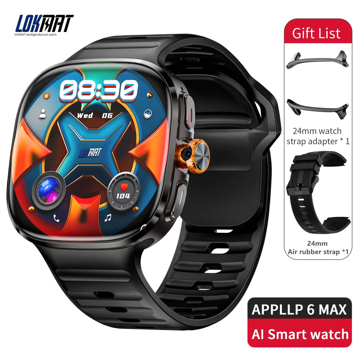 LOKMAT APPLLP 6 MAX Android Smartwatch With AI Translation ChatGPT