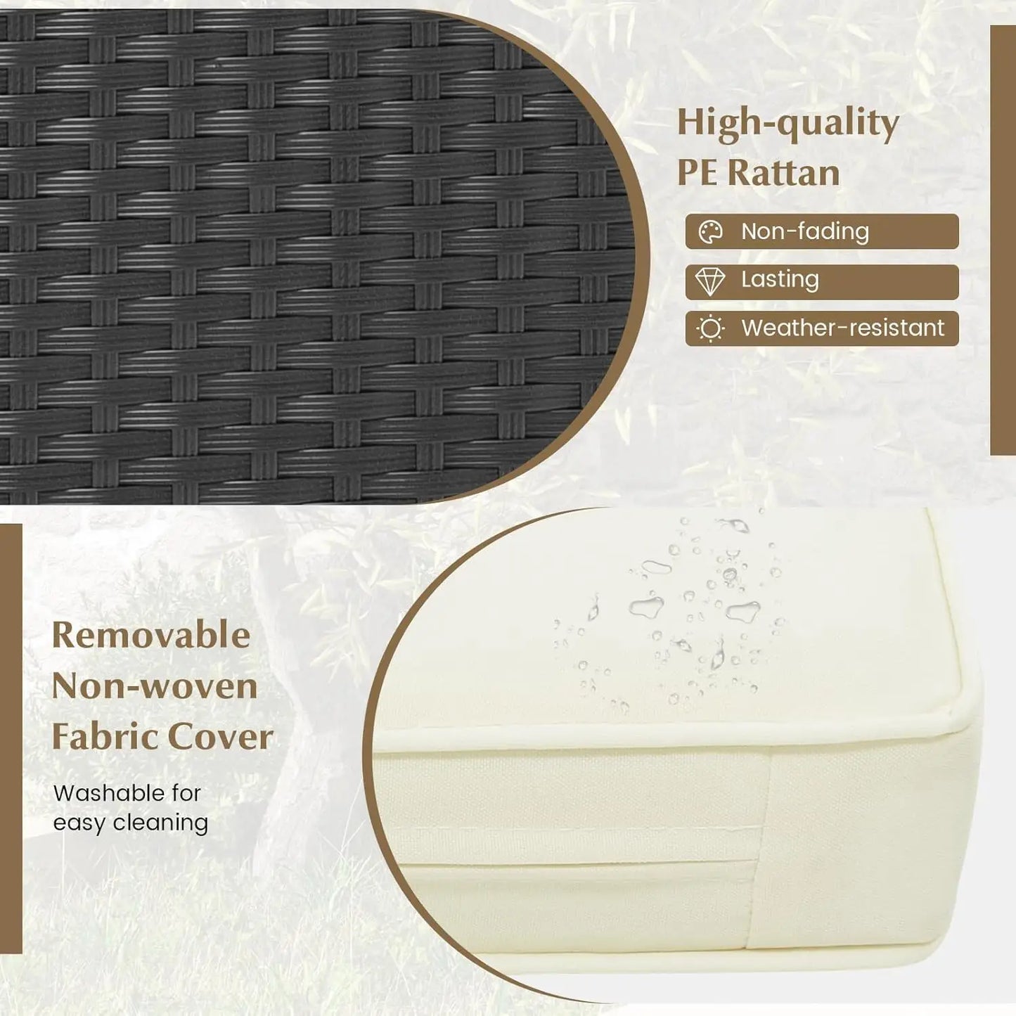 11 Pieces Patio Dining Set With Space Saving Wicker Chairs Ottomans And Tempered Glass Table