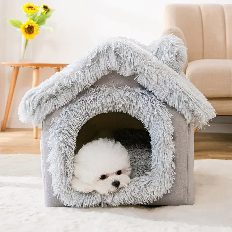 NONECN Indoor Dog Kennel Bed Cave For Small Dogs Soft Removable Mat Portable