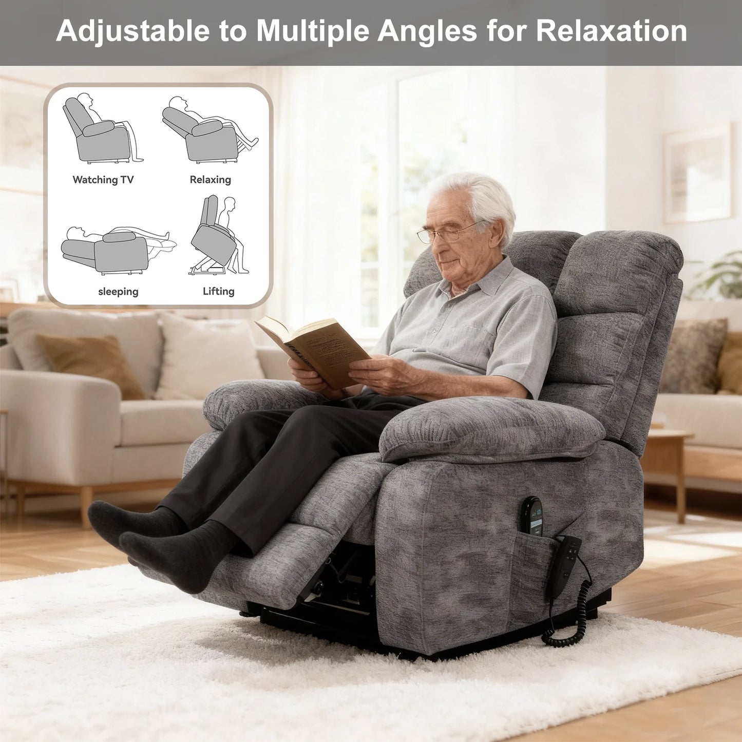 Redlife Heat Massage Power Lift Recliner Chair For Elderly