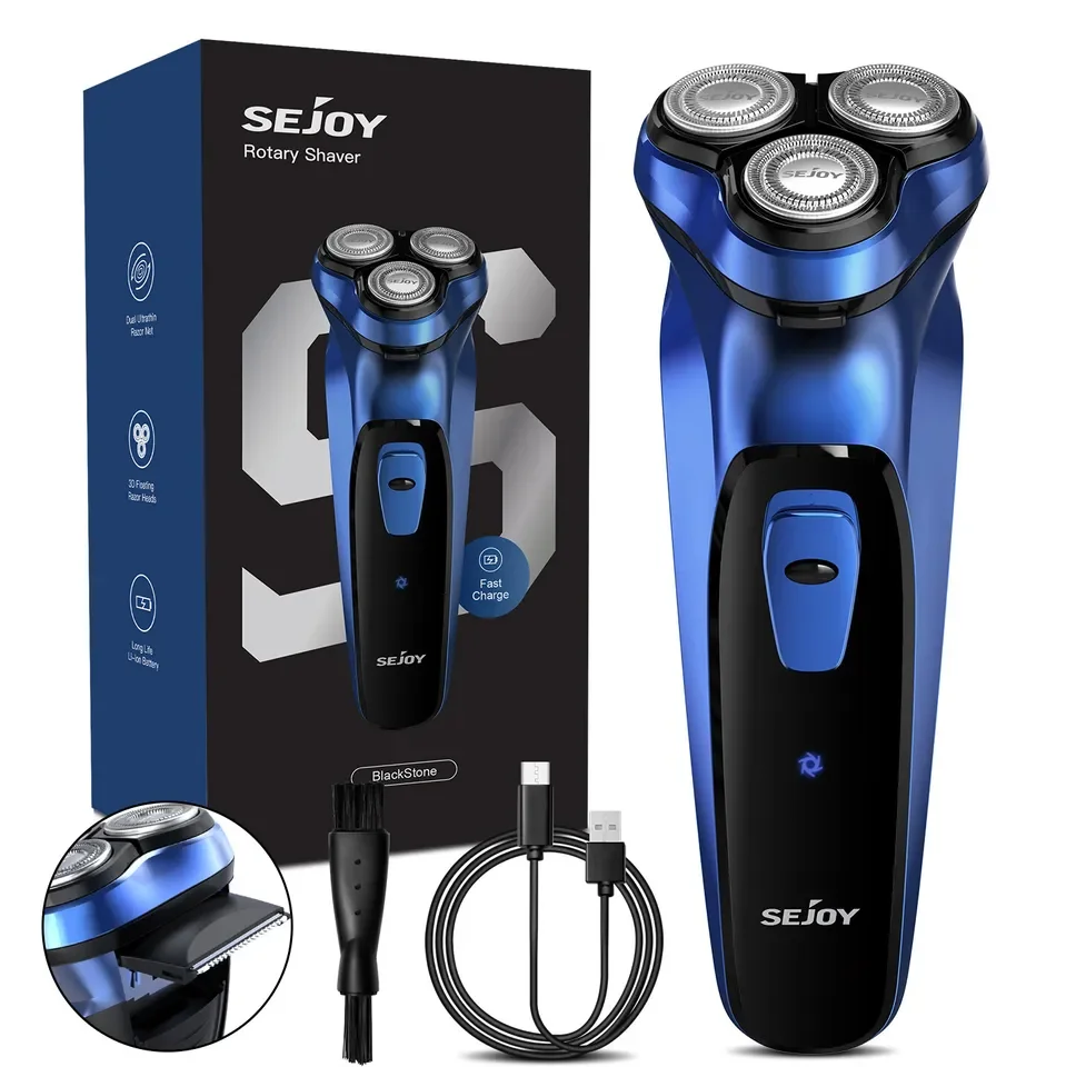 Sejoy Electric Razor For Men Rechargeable Triple Blade Wet Dry