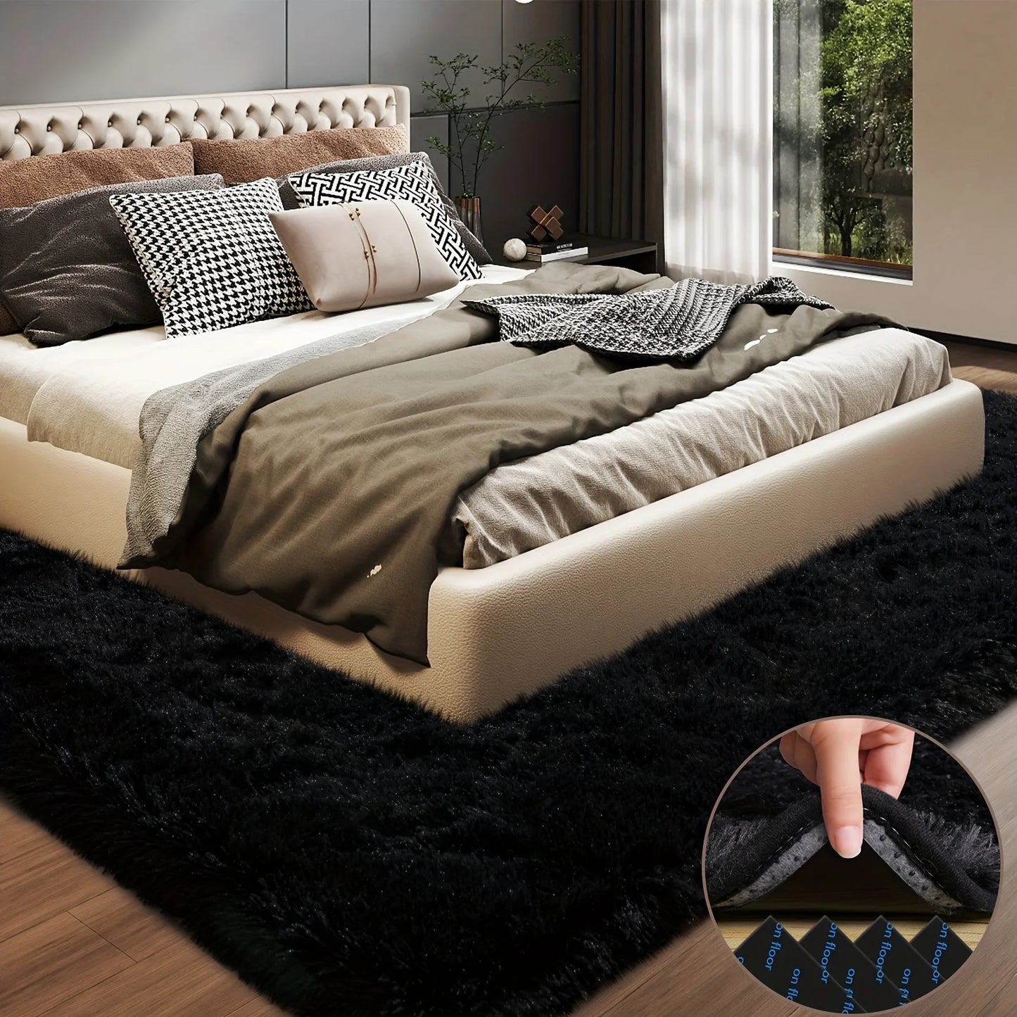 NONEDesign Geometric Plush Area Rug for Living Room Bedroom