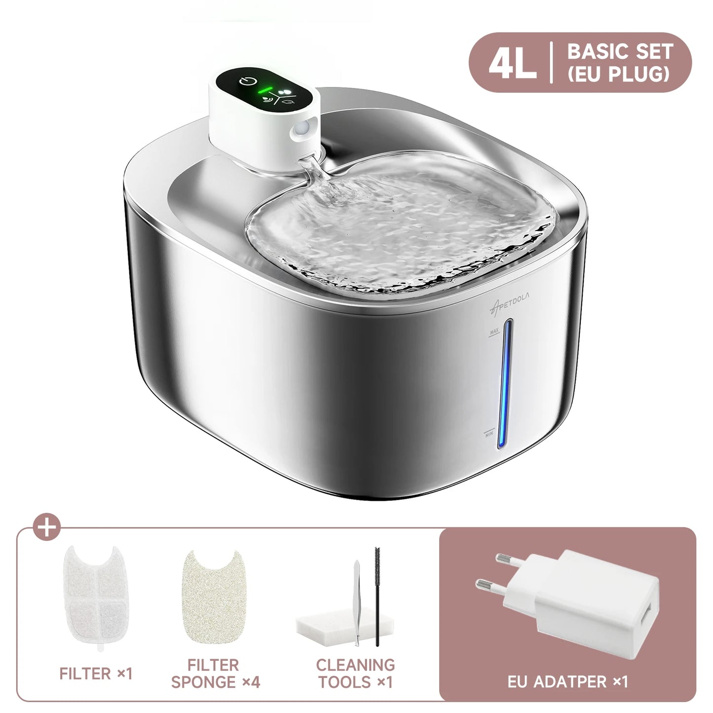APETDOLA 4L Wireless Cat Water Fountain Auto Sensor Drinker