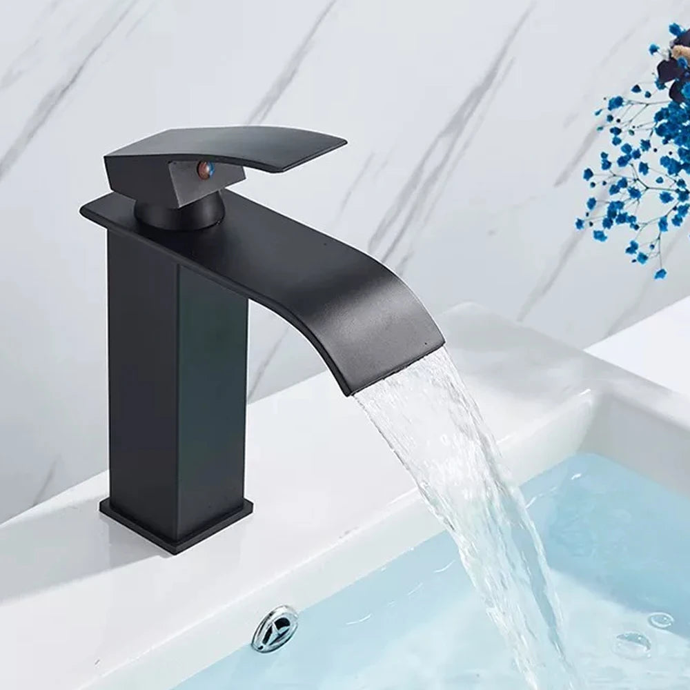 MYQualife Waterfall Bathroom Faucet Single Hole Vessel Sink Tap RS1607B