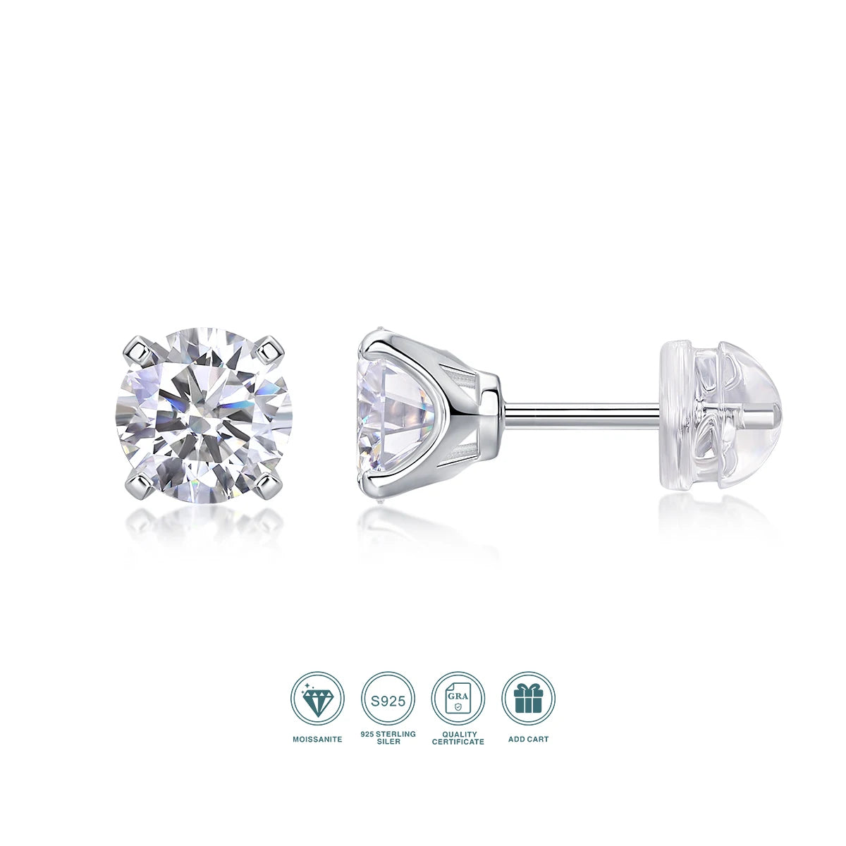 Jiuzuan Moissanite 925 Plated Stud Earrings With GRA Certificate