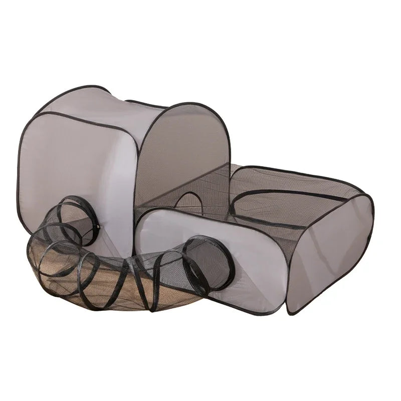 Foldable Oxford Cloth Cat Dog Bed With Play Tunnel Nest