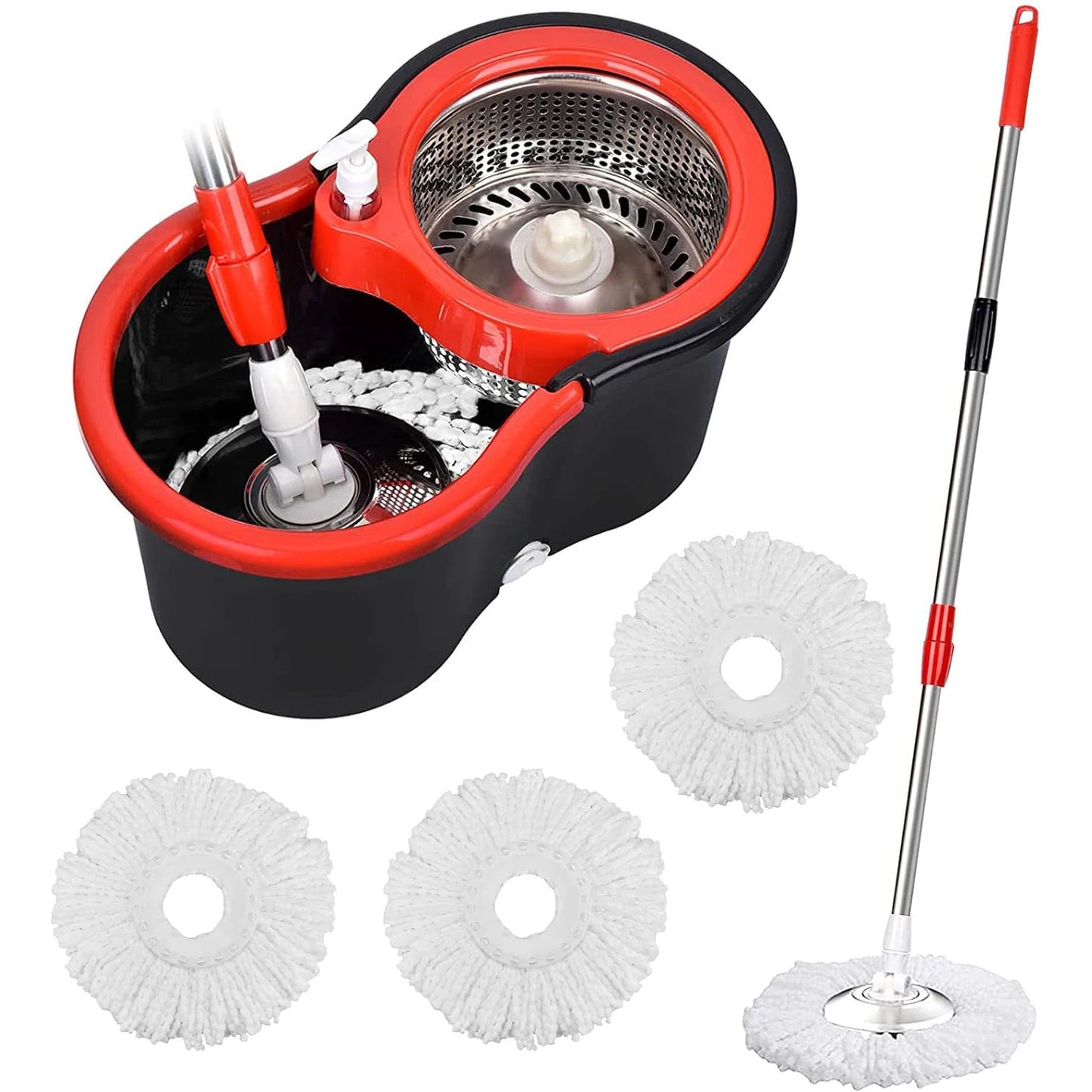 NONECN Spin Mop Bucket Set With Wring System Microfiber Heads