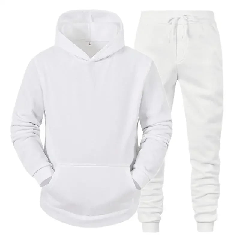 Mens Hooded Sweatshirt and Tracksuit Set Casual Sportswear