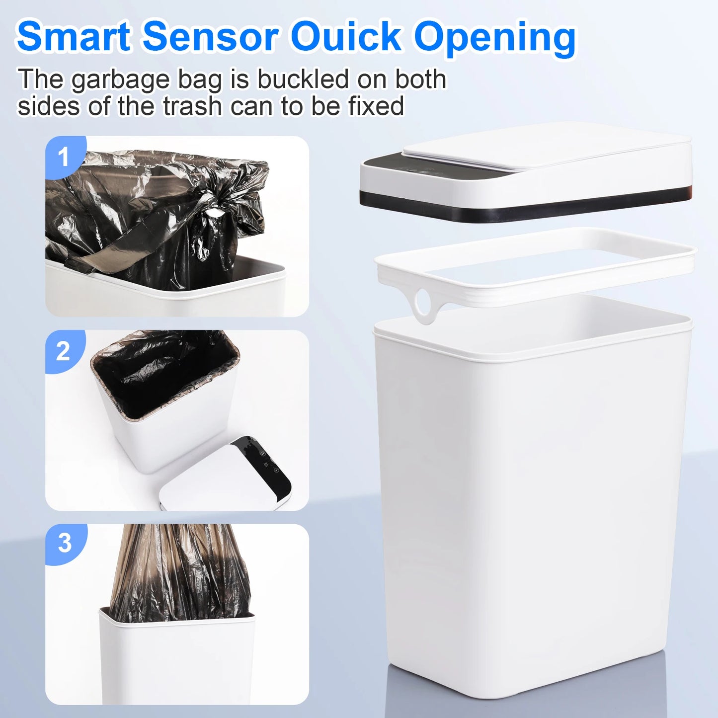 NONECN 2 Bundle UltraSlim Automatic OdorBlocking Touchless Motion Sensor TrashReceptacles