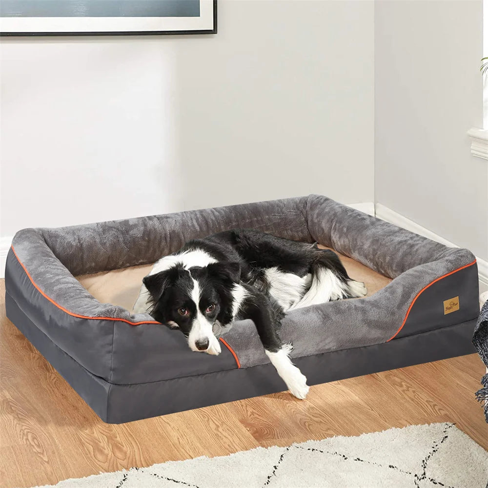 BORWARTCN Orthopedic Memory Foam Dog Bed Sofa Waterproof Removable Cover