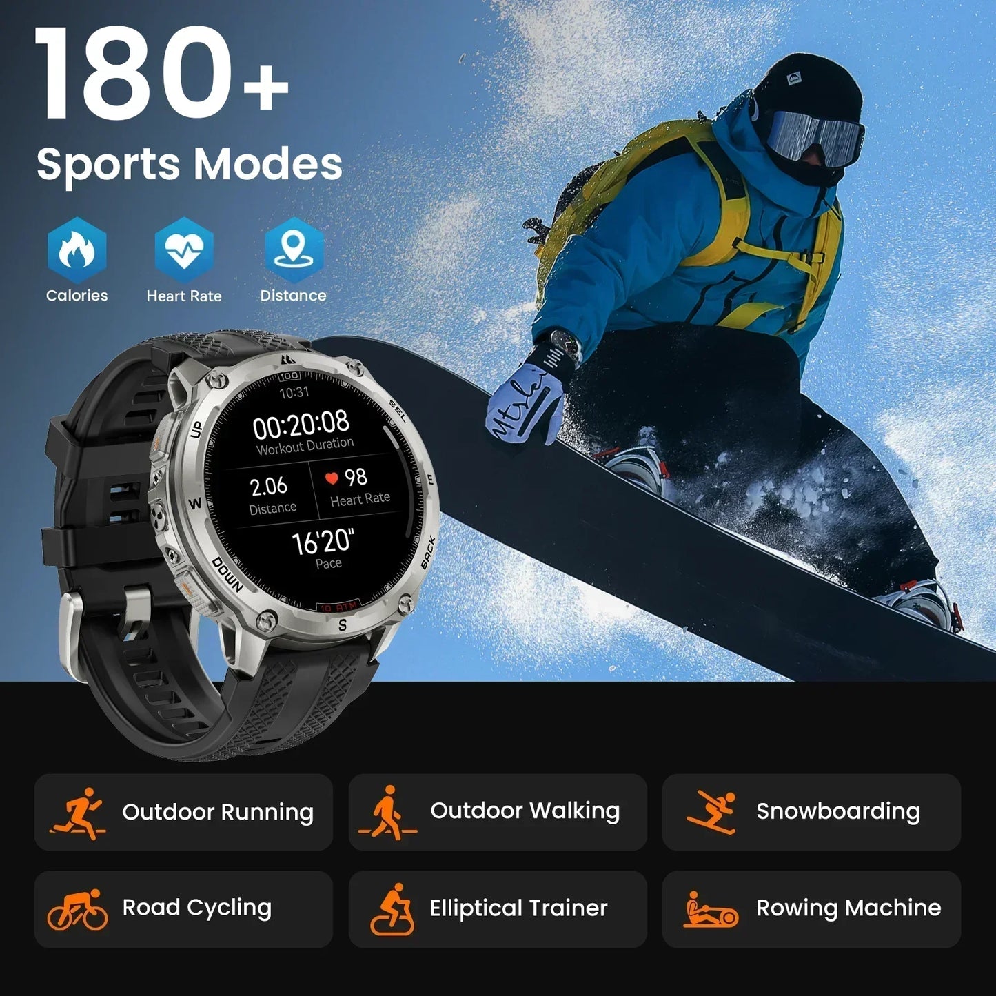 KOSPET Tank T4 Smartwatch for Men GPS Outdoor Activity Tracker