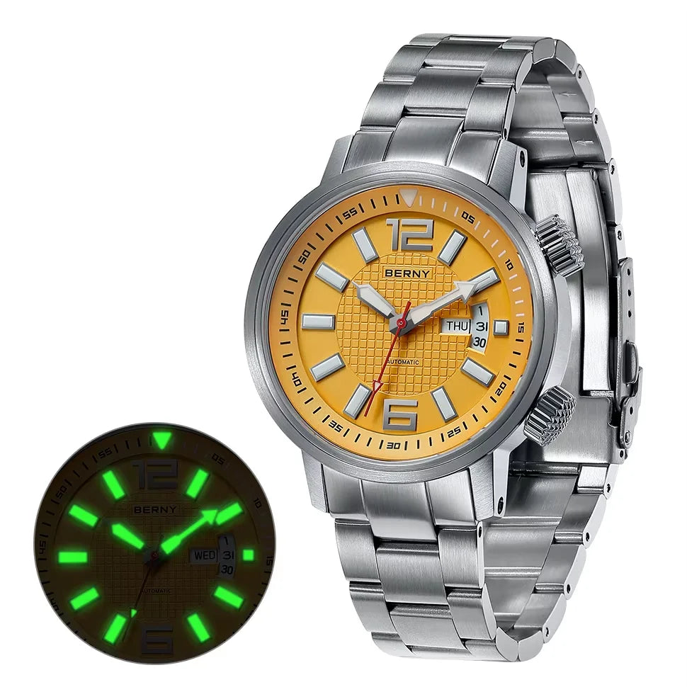 BERNY Automatic Diver Watch 20ATM For Men Miyota 8205 Sapphire