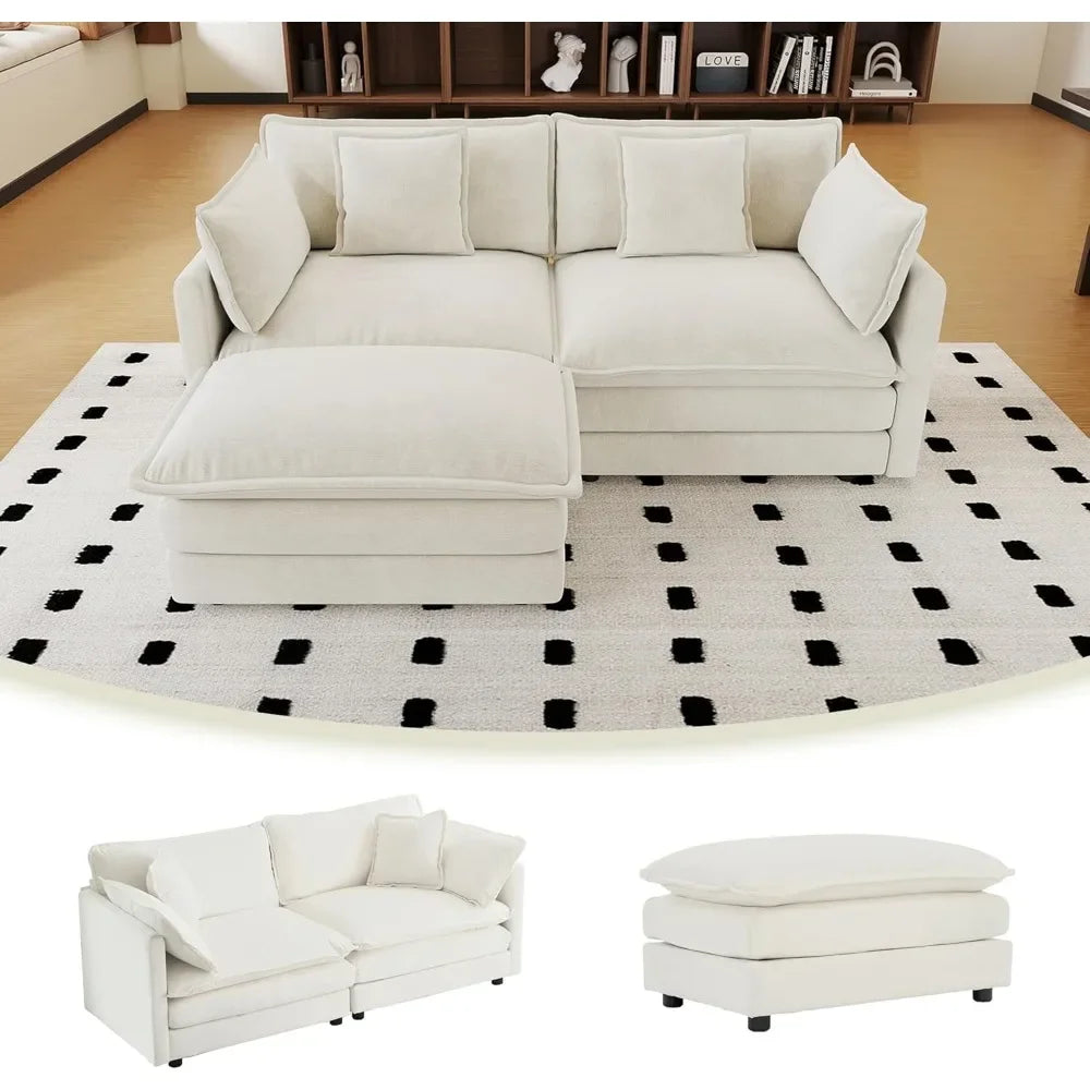 Modern Chenille Cloud Couch Loveseat Modular Sectional