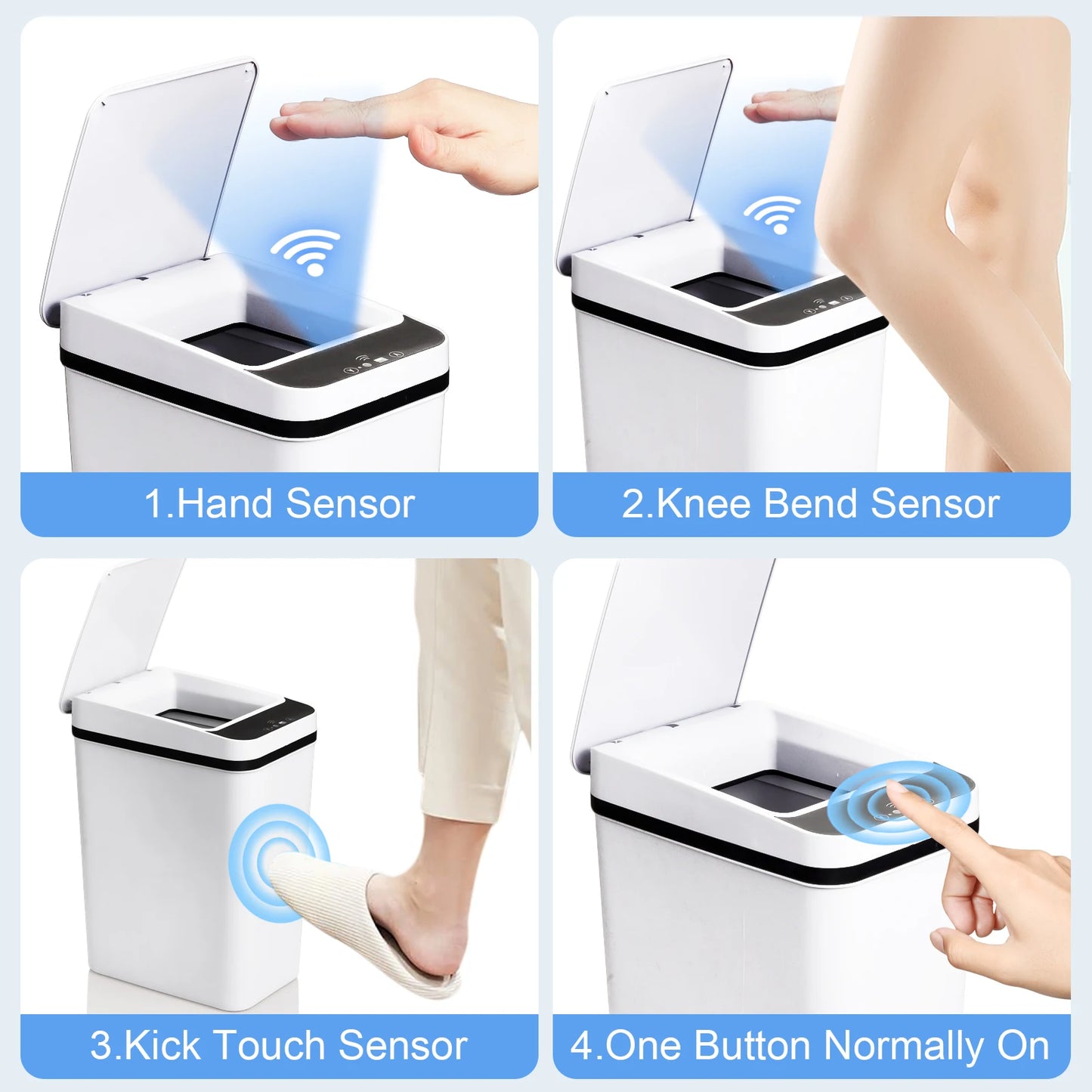 NONECN 2 Bundle UltraSlim Automatic OdorBlocking Touchless Motion Sensor TrashReceptacles