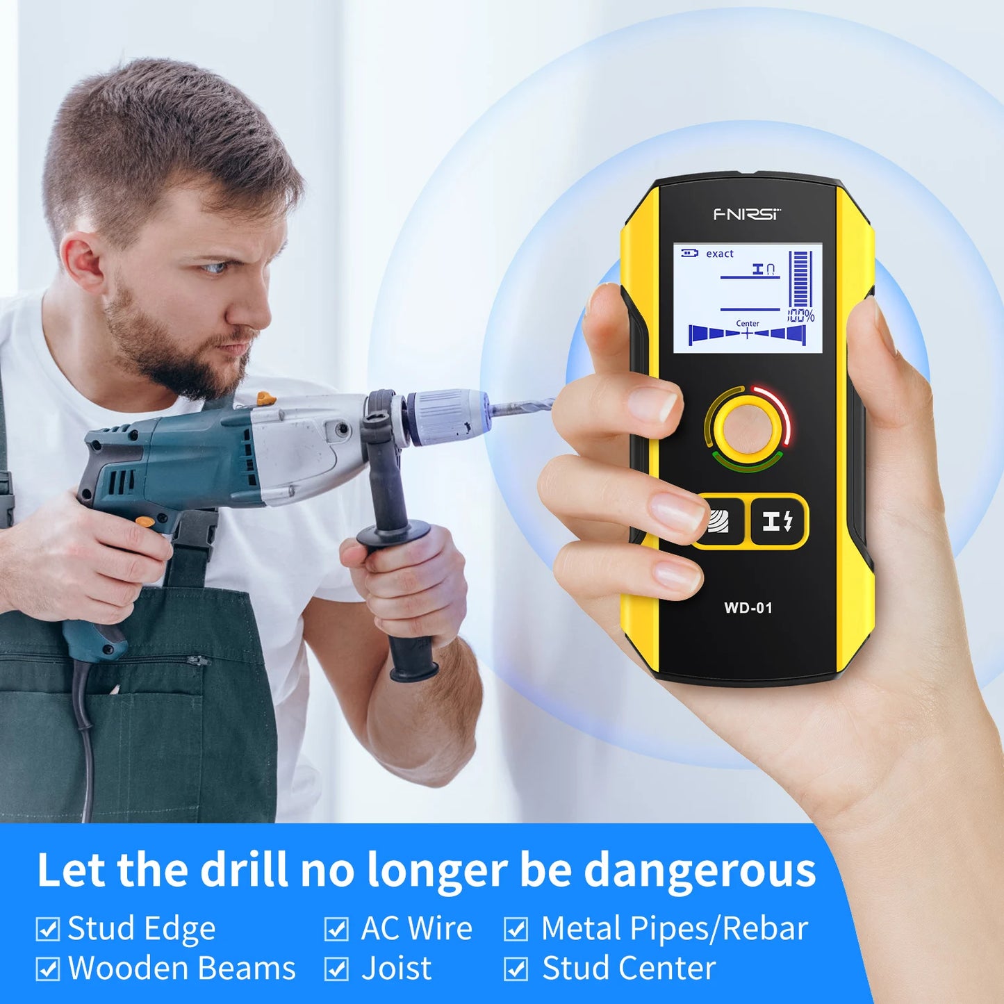 FNIRSI WD-01 WD-02 Metal Detector Wall Scanner For AC Live Cable Wiring Wood Stud Finding