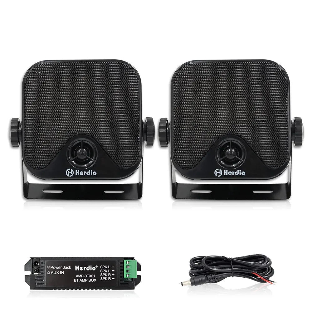 Herdio Heavy Duty Waterproof Boat Marine Bluetooth Surface Mounted Speakers