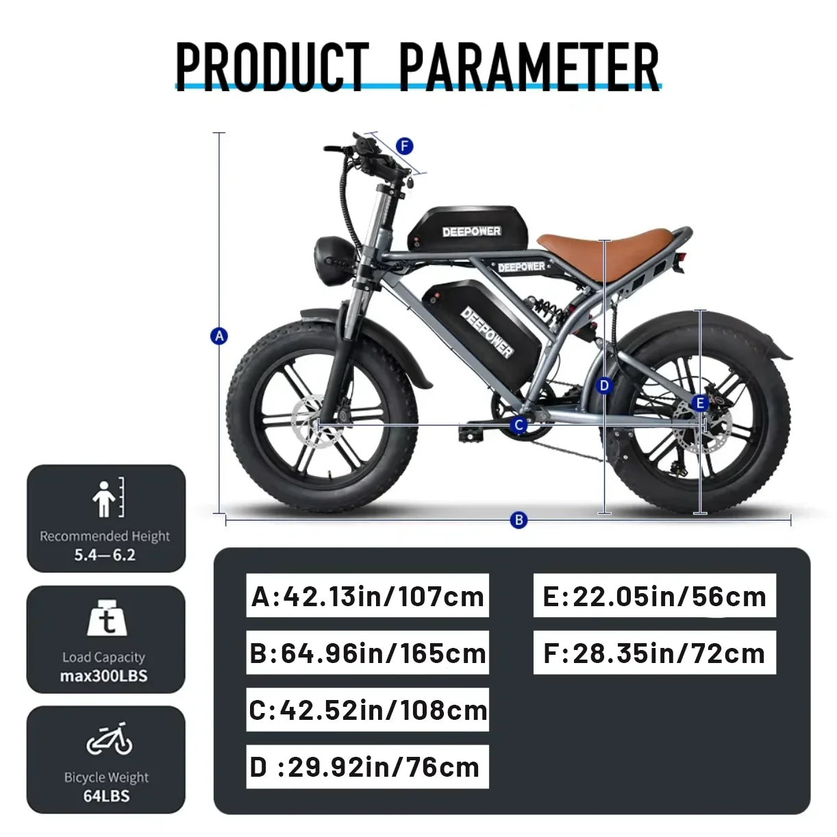DEEPOWER S7Pro Off Road Electric Bike 1500W 48V LG Battery