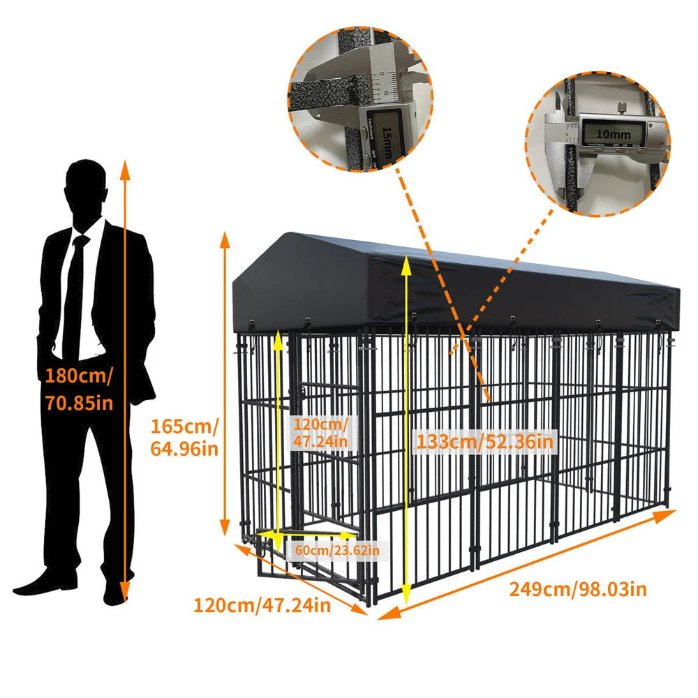 BORWARTH Heavy Duty Dog Kennel Welded Metal Playpen Roof