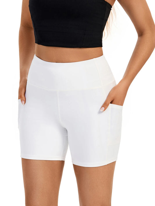 NONECN Women's High Waist Pocket Shorts for Gym Yoga Running
