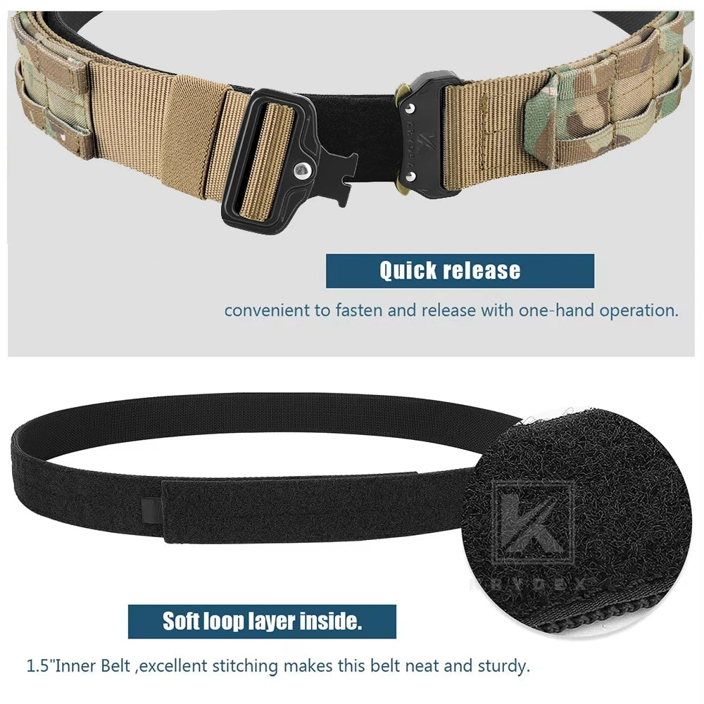 KRYDEX Tactical Rigger MOLLE Belt Heavy Duty Quick Release Buckle