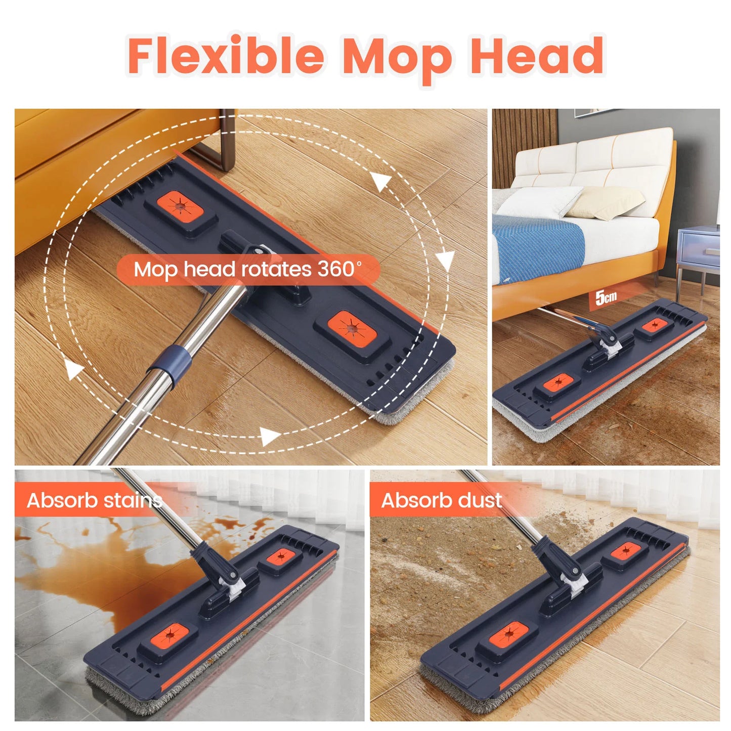 Floor washing mop,, Mop Buckets Separate Clean and Dirty Water,with Bucket Hand Free Lazy Cleaning Mop House Cleaning