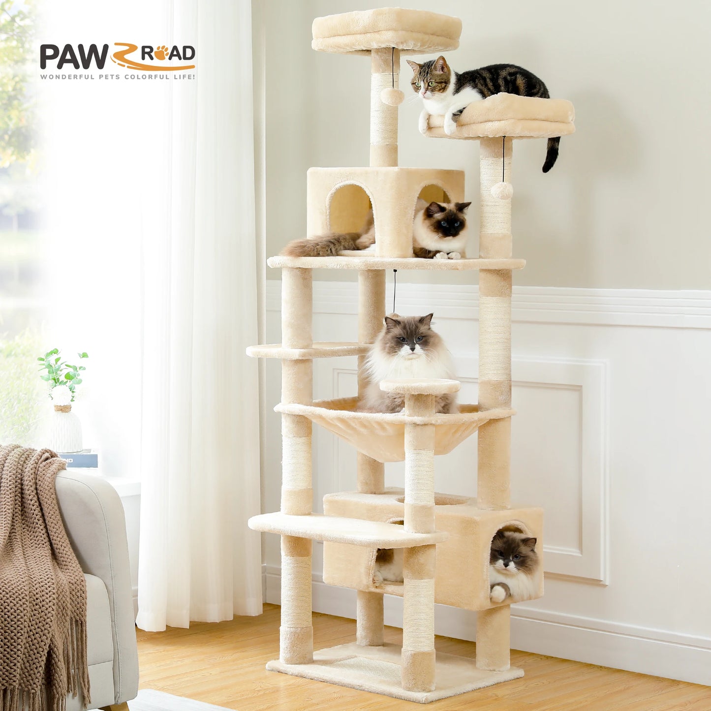 PEQULTICN Five-Level Cat Tree Tower With Scratching Posts