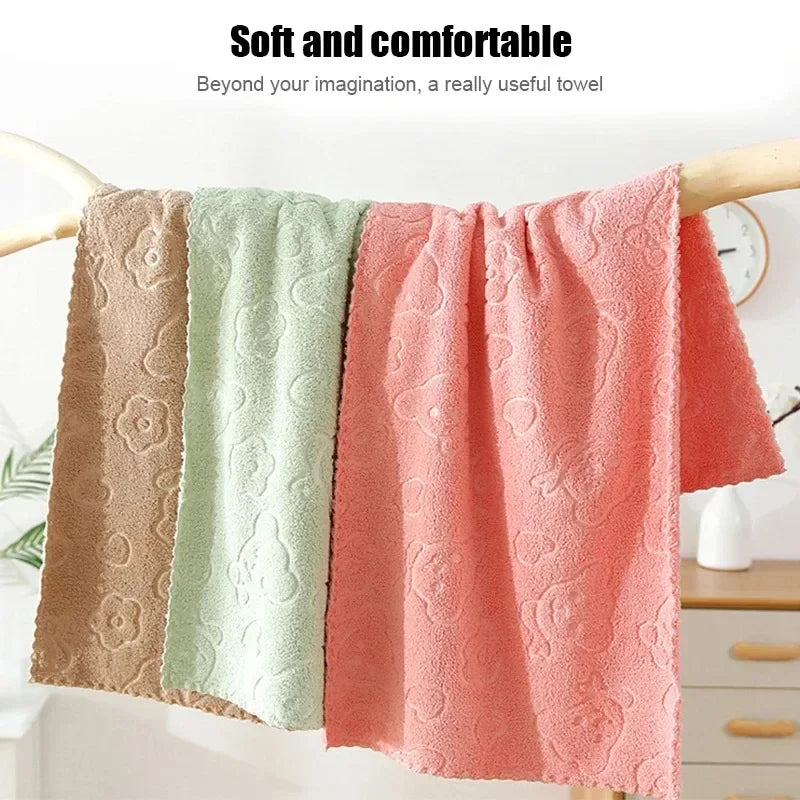 NONECN Coral Fleece Face Towels 5-Piece Set