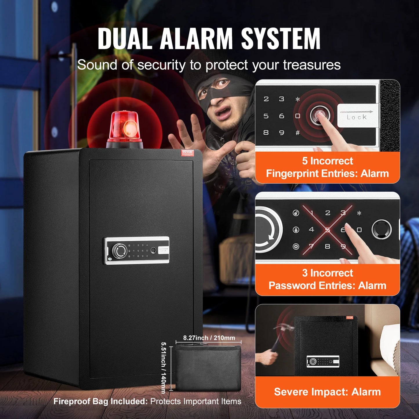 SucceBuy Fireproof Safe Box With Biometric Fingerprint Lock And PasswordProtectionPlus