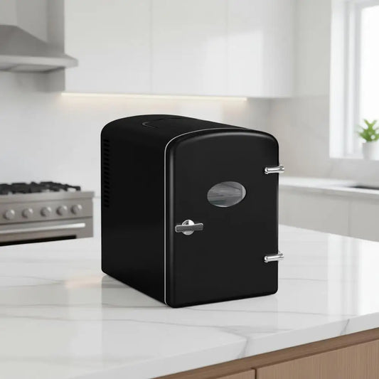 6L Portable Mini Fridge with Observation Window, Warmer, Cooler, 9 Cans, Compact Refrigerator, 100% Copper-Free & Eco-Friendly,