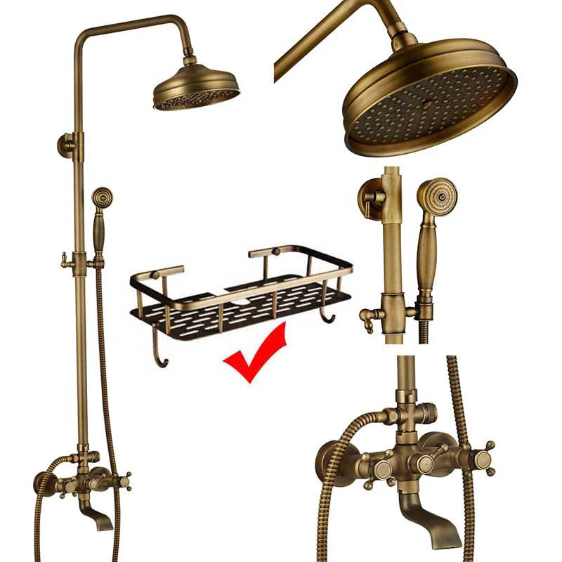 SAFLIHCAR Brushed Antique Brass SpaQuality ShowerFaucetSystem WallMounted DualHandles PremiumGrade LifetimeWarranty