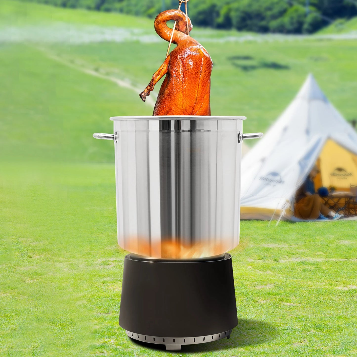 40 * 40cm 52L Stainless Steel Soup Pot with Leaky Bucket Crayfish and Seafood Pot Suitable for Outdoor Cooking