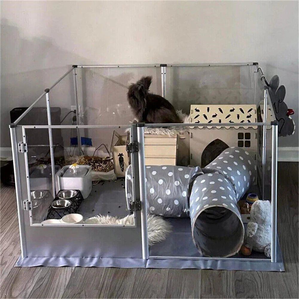 BORWARTH Acrylic Dog Playpen Cage Indoor Enclosure With Waterproof Pad
