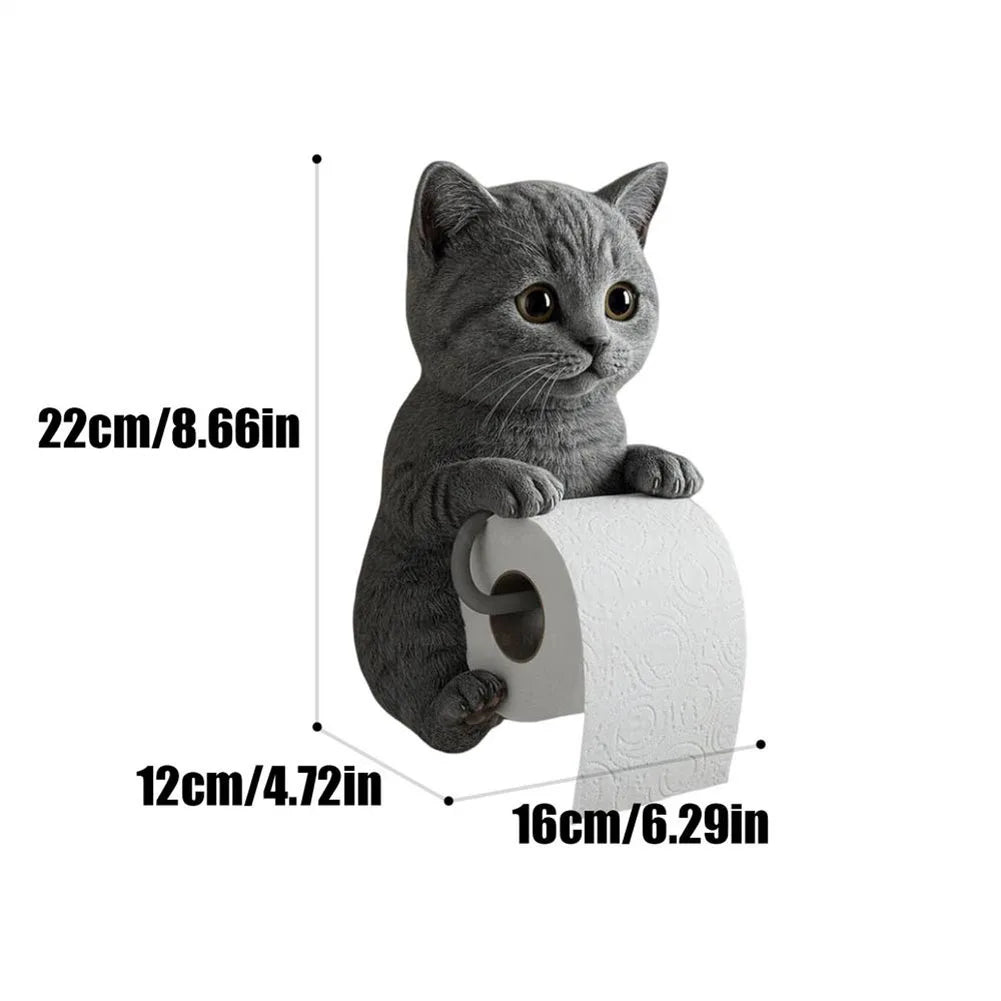 APWIKOGER Cat Shape Wall Mounted Toilet Paper Holder Resin Decorative Paper Stand For Kitchen Bathroom