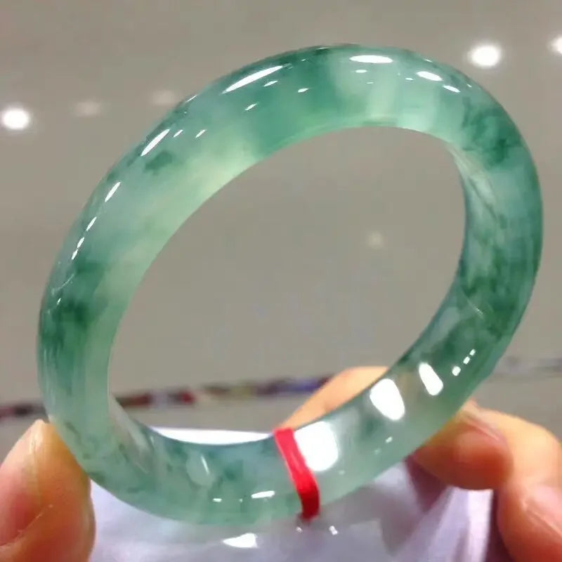 Jadeite Natural Charm Bracelet Handcarved Round Bangle Women Men
