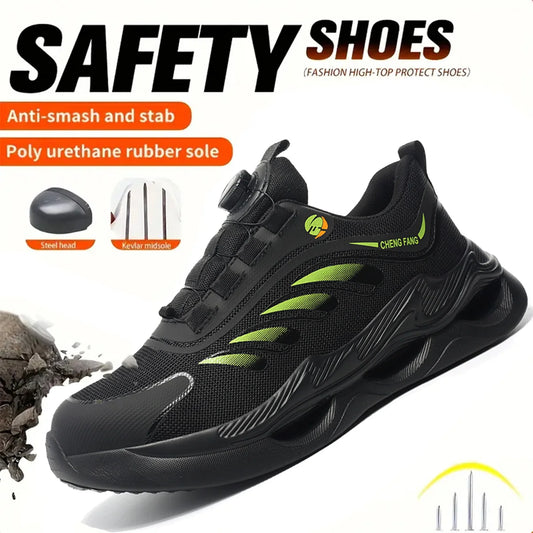 Waterproof Anti-Smash Anti-Puncture Lace-Free Safety Shoes For Men