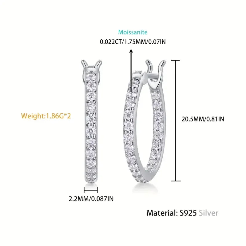 JIUUZAN Moissanite Hoop Earrings 925 Silver With 18K Gold Plating
