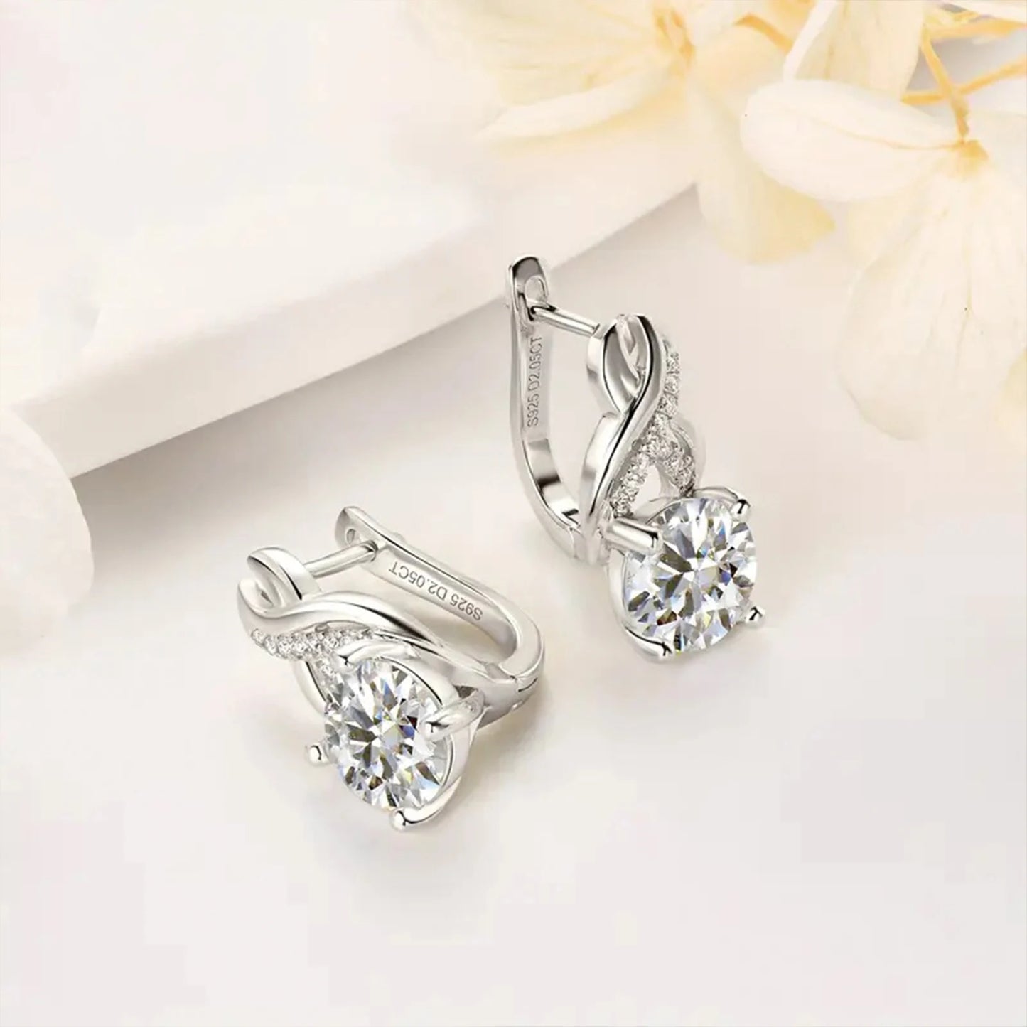 925 Silver Infinity Element Moissanite Hoop Earrings