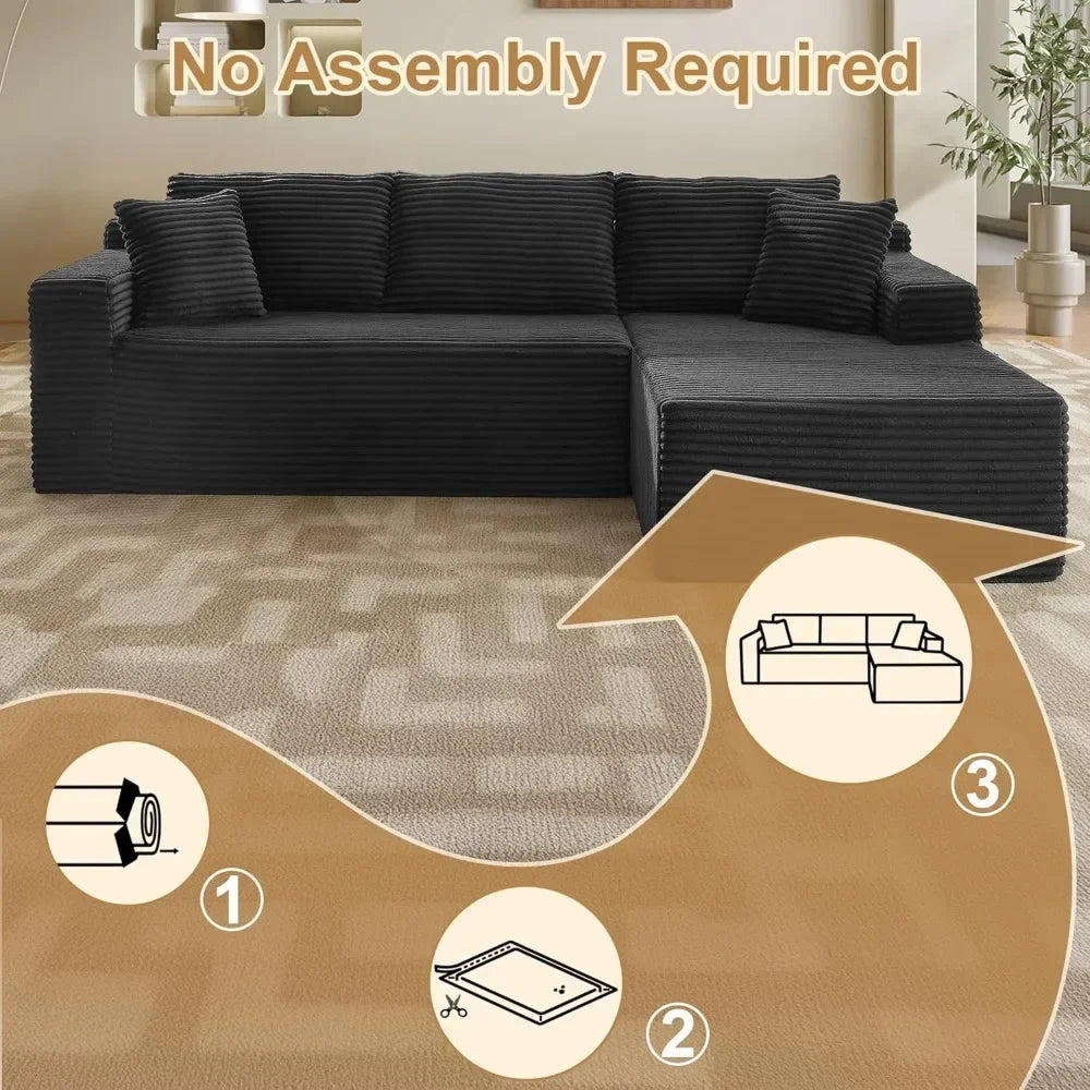 Luxurious Contemporary-Inspired Sectional Sofa L-Shaped Cloud Couch For Living Room
