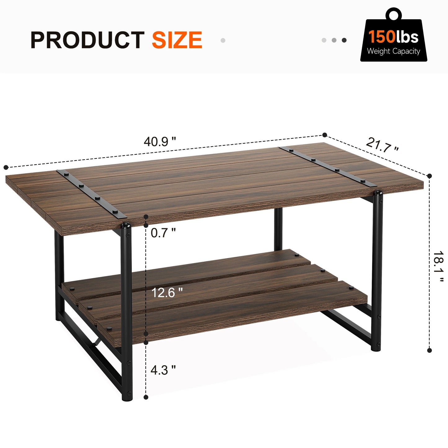 HobbyLane 2-Tier RusticCharm Wood Coffee Table With FarmhouseStorage Shelf UnitPro