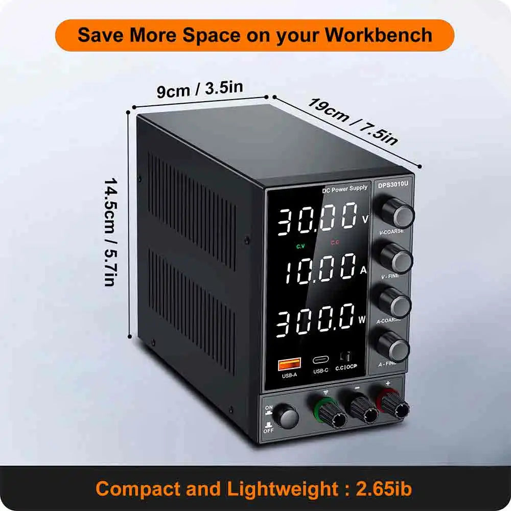 Wanptek DPS3010U Adjustable DC Power Supply for Laboratory Bench with LCD Display