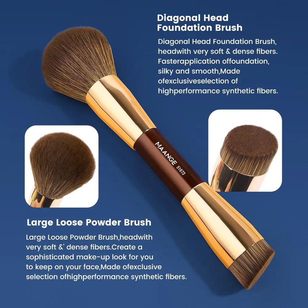 7pcs Makeup Brush Set Double Sided Kabuki Makeup Brushes Contour Brush Foundation Liquid Powder Concealer Cream Cosmetics Bronze