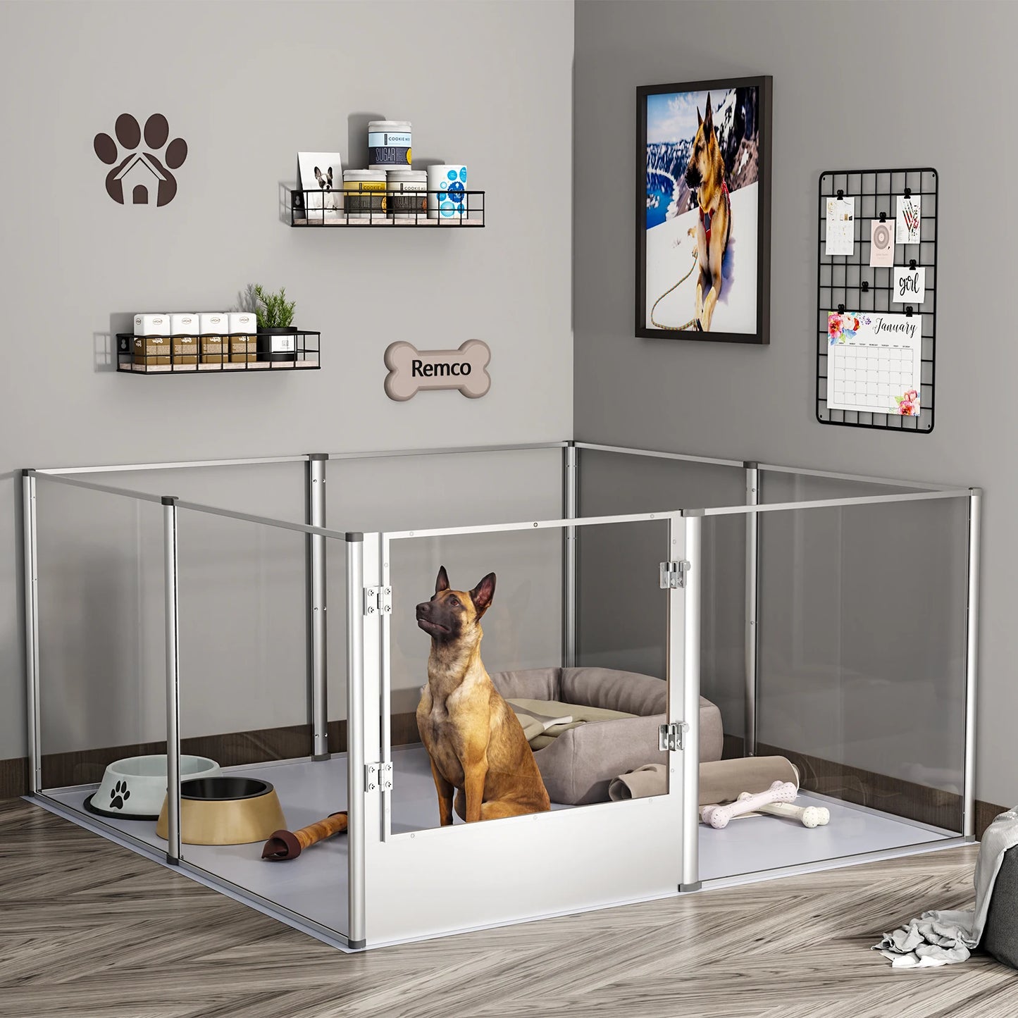 BINGOPAW Dog Playpen Acrylic Kennel Fence for Pets