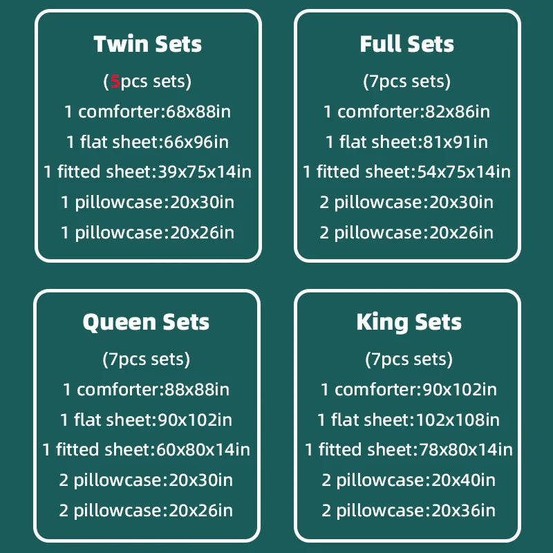 easYumCN Bedding Sets Comforter Flat Sheet Fitted Pillowcases