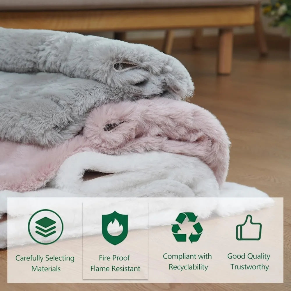 Premium Ultrasoft Hypoallergenic Durable FauxFur Rabbit Fur IndustrialWashed Washable Rug