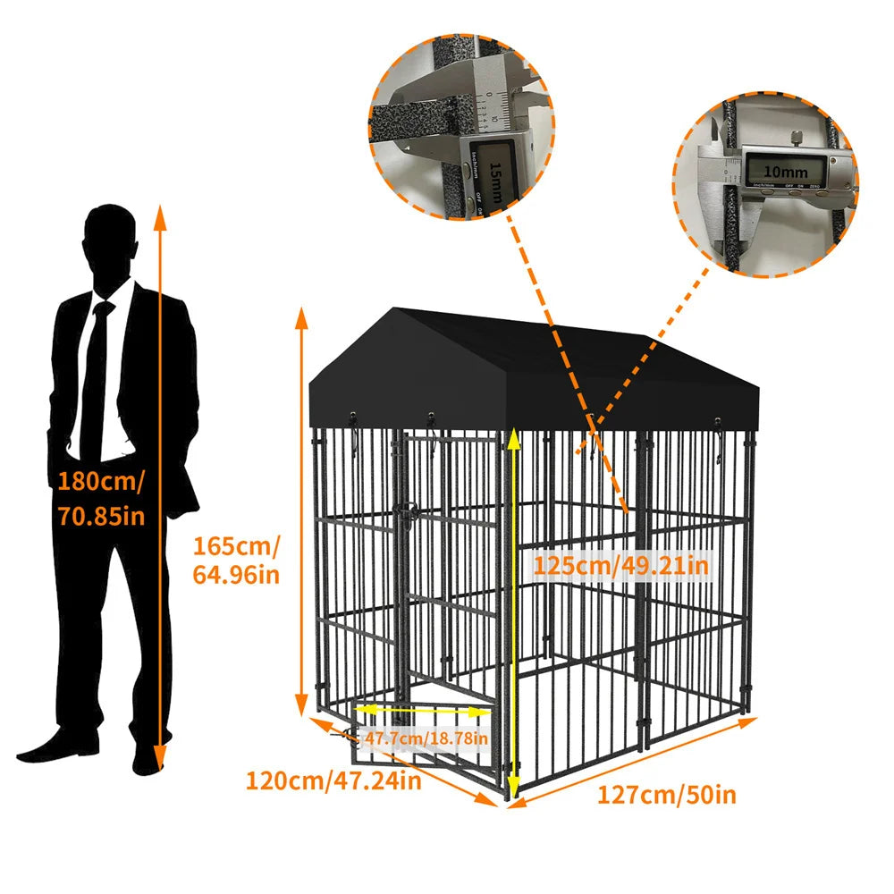 BORWARTH Heavy Duty Dog Kennel Welded Metal Playpen Roof