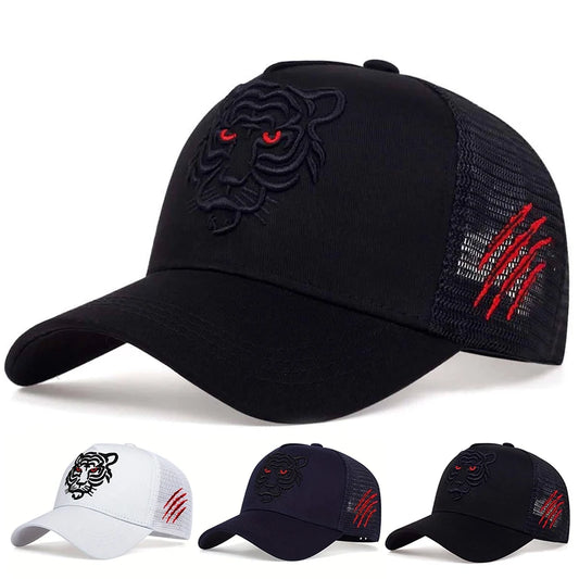 Tiger Head Embroidery Baseball Cap Unisex Adjustable Outdoor Hat