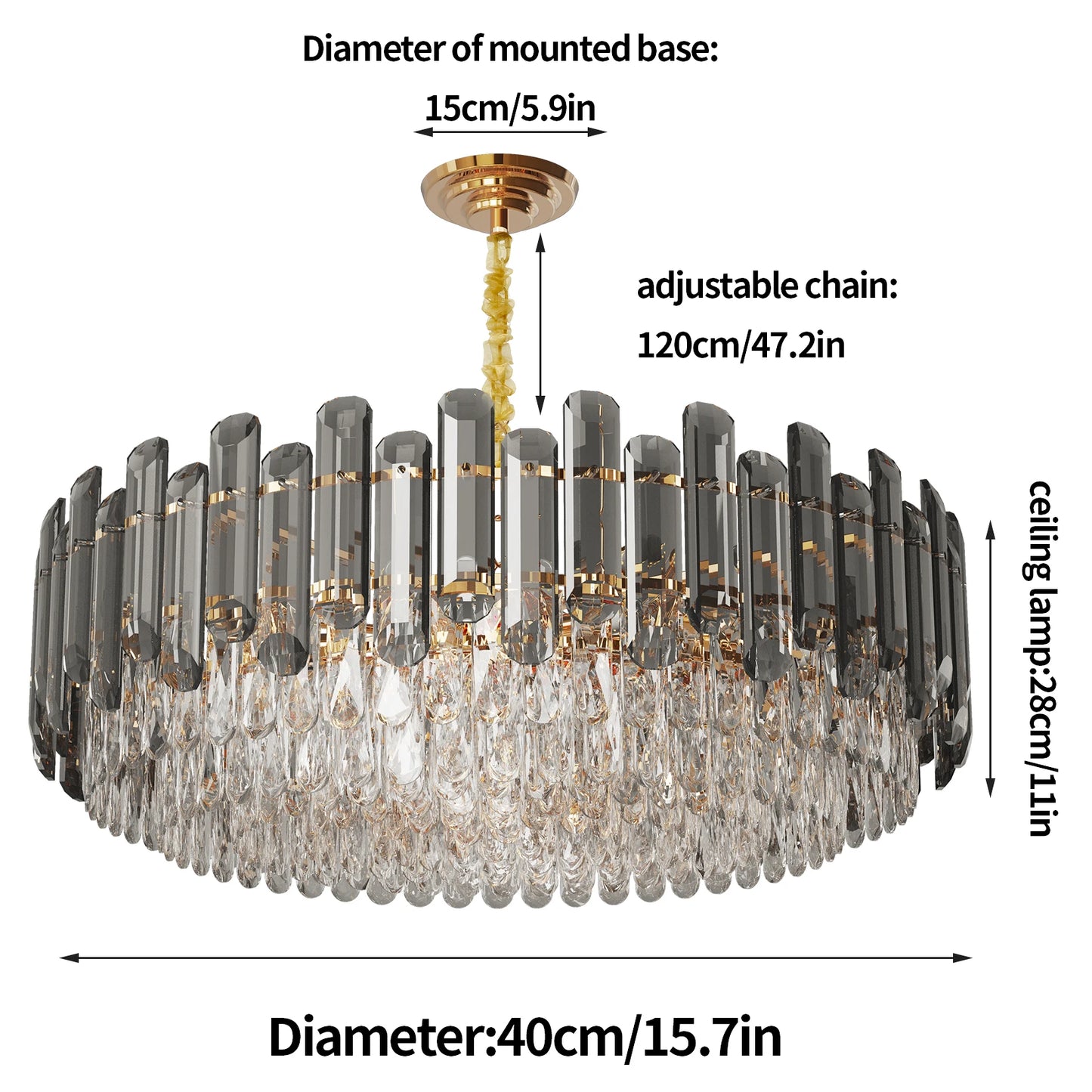 Vrygle 4-Layer Crystal Chandelier 3-Light Pendant Lamp
