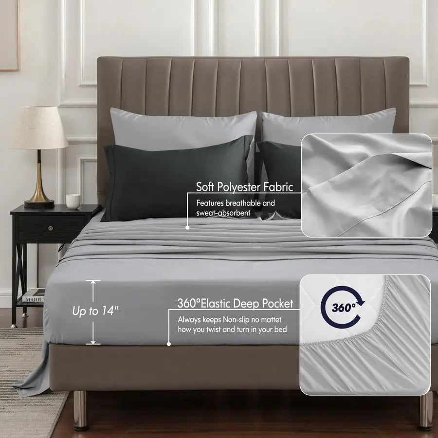 7-Piece Bed In A Bag Comforter Set With Reversible Microfiber Bedding For Easy Bedroom Makeover