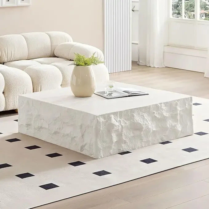 Travertine Patterned Square Coffee Table Modern Minimalist Living Room HiddenStorage
