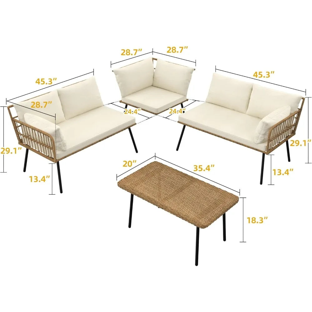 All-Weather 4-Piece PE Rattan Weather-Resistant Patio Furniture Conversation Set Deluxe